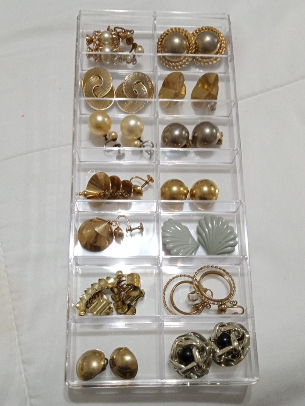 Vintage Clip On Gold Tone, Silver, Pearl Earring Lot